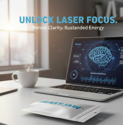 BEASTJAW Energy & Focus Gum – Natural Caffeine + L-Theanine + B-Vitamins Chewing Gum, Sugar Free Mint, Clean Energy Support for Alertness & Fresh Breath