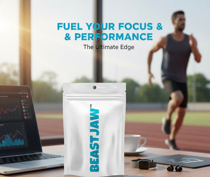 BEASTJAW Energy & Focus Gum – Natural Caffeine + L-Theanine + B-Vitamins Chewing Gum, Sugar Free Mint, Clean Energy Support for Alertness & Fresh Breath