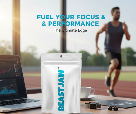 BEASTJAW Energy & Focus Gum – Natural Caffeine + L-Theanine + B-Vitamins Chewing Gum, Sugar Free Mint, Clean Energy Support for Alertness & Fresh Breath